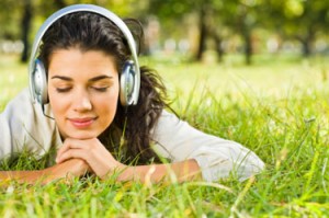 woman listening to music